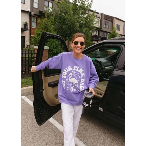 Get Your Pink Back Pigment Purple Puffy Crewneck