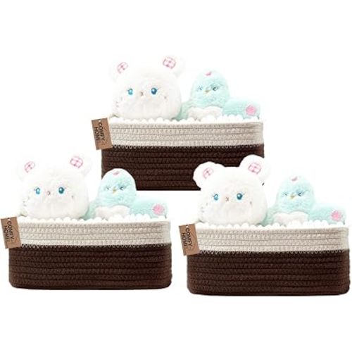 COMFY HOMI - Cestas de almacenamiento de 11.5 x 7.5 x 4.7 pulgadas para organizar, canasta tejida de cuerda de algodón, caja de almacenamiento de juguetes, canasta para estantes, organizador de