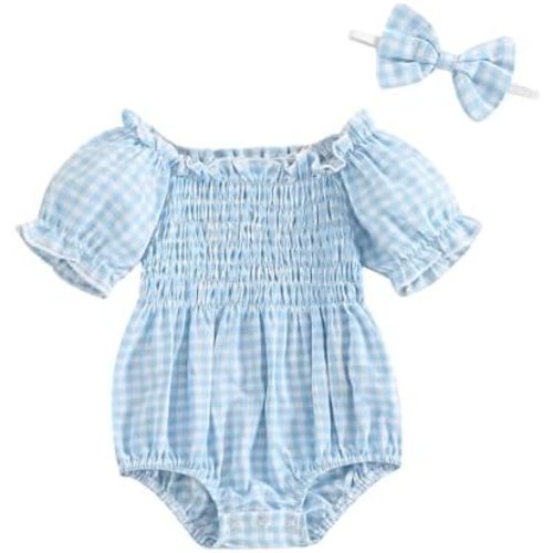 Baby Girl Summer Romper Headband Set- 0-3 Months