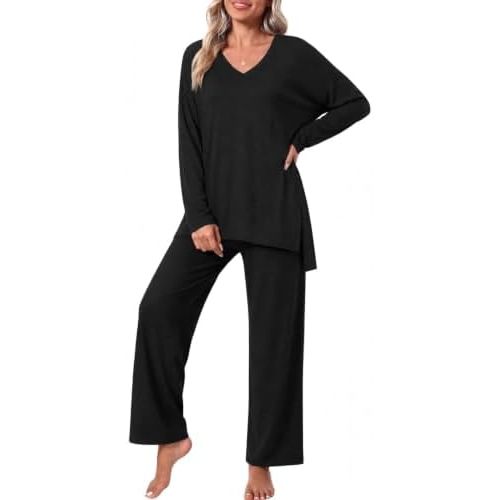 POPYOUNG Lounge Sets for Women Pjs Comfy Pajama Set 2 Piece with Pockets
