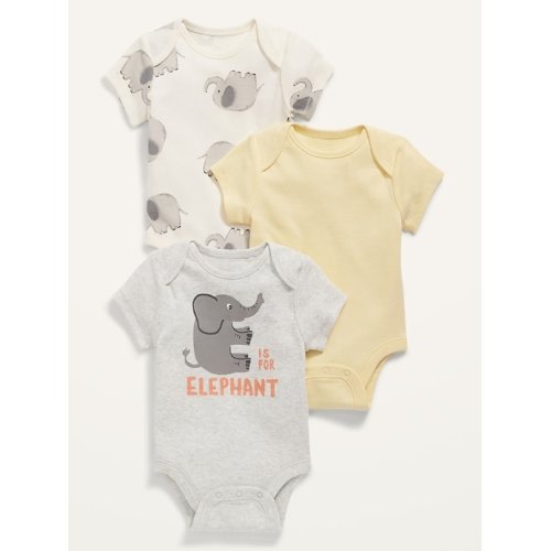 Unisex 3-Pack Short-Sleeve Bodysuit for Baby