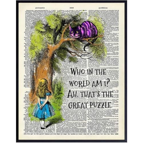 Alice in Wonderland Quotes Wall Art 11x14 - Retro Vintage Poster Print for Nursery, Baby, Kids Room - Inspirational Gift - positive affirmation, Motivational Sayings - Decorations for Girl, Boy