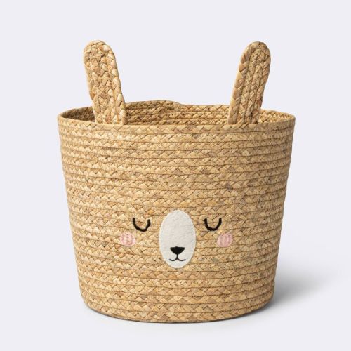 Braided Water Hyacinth Medium Round Storage Basket - Rabbit - Cloud Island™