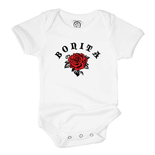 The Spunky Stork Baby Girls Bonita Spanish Rose Newborn Organic Bebe Bodysuit