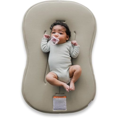 Snuggle Me® Baby Lounger Curve (0-6 Months) - Premium Organic Cotton with Foam Core, Machine-Washable Cover, Buttery-Soft & Breathable Infant Lounger with Travel Bag (30 in x 20 in x 1.9 in) - Birch