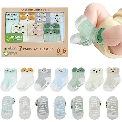 Organic Cotton Baby Socks 0-6 Months Soft for Infants Breathable, Newborn Socks Girls boys Animal Design