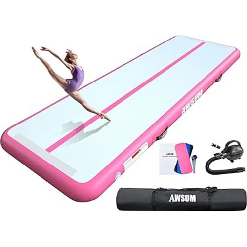AWSUM Inflatable Gymnastics Mat, Air Tumbling Mat with Pump for Home & Gym
