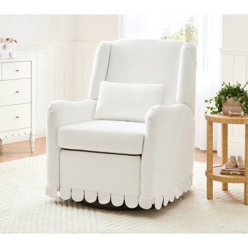 Merced Scalloped Swivel Glider Recliner - Manual Recliner | White
Performance Linen Blend