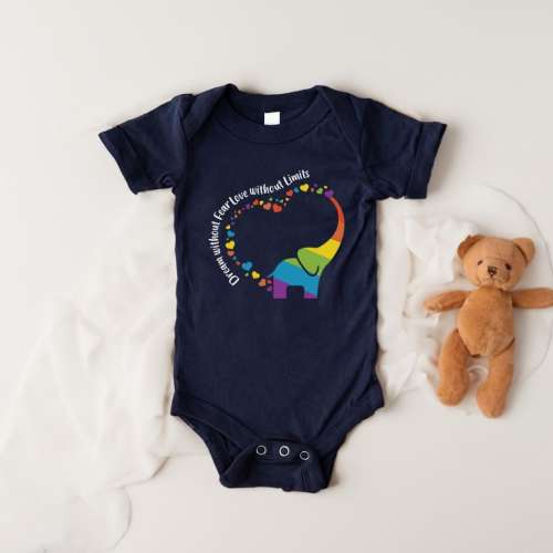 Dream Without Fear Pride Baby Bodysuit – LGBTQ+ Pride Infant Shirt, Rainbow Baby Outfit, Cute LGB Baby Clothes, LGBTQ Bodysuit