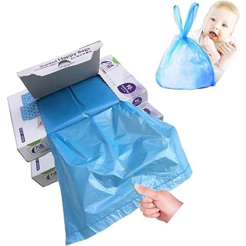 Disposable Diaper Bag for Baby, Diaper Sacks Cover the Incontinence Odor Really, Fresh Light Baby Powder Faint Scent, 540 Counts 180 Bags, Blue