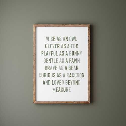 Woodland nursery decor, Woodland affirmations print, clever as a fox, woodland print,sage green woodland boys print, sage affirmations print