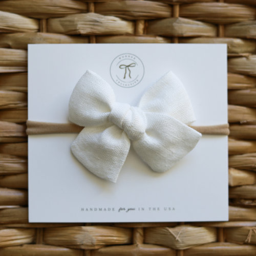 Baby headband bow, bows on clips for baby girls, linen hair bows for babies and toddlers, newborn bow, neutral baby bows, minimal pinwheel