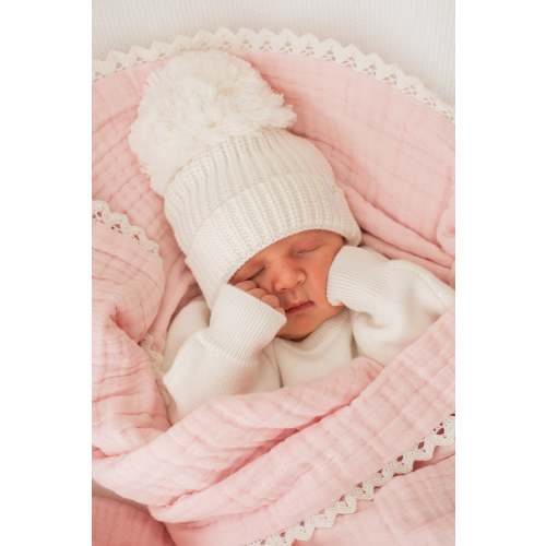 Knitted Pom Beanie | Ivory – Little and Fern