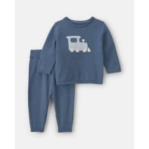 Baby Boy 2-Piece Train Long-Sleeve Top & Pant Set - Blue | Carter's