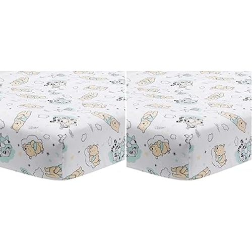 Lambs & Ivy Disney Baby Winnie The Pooh Hugs White Fitted Crib Sheet (Pack of 2)