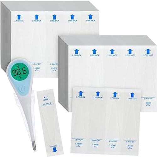 Juvale Thermometer Covers - 100 Count, White - Disposable Probe Covers for Digital Thermometers & Oral, Rectal, Armpit Use
