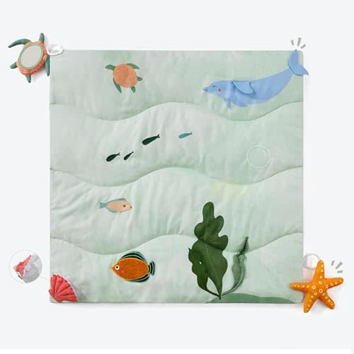 Spirich 9-in-1 Tummy Time Mat, Soft Sensory Mat for Infants, Baby Play Gym Mat, Newborn Essentials Shower Gift