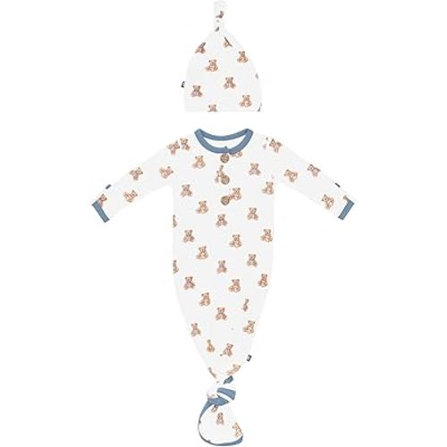KYTE BABY Knotted Gown with Hat Set in Bear
