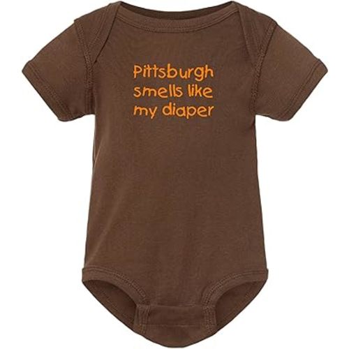 Pittsburgh Smells Like My Diaper Cleveland Fan Baby Bodysuit - Brown