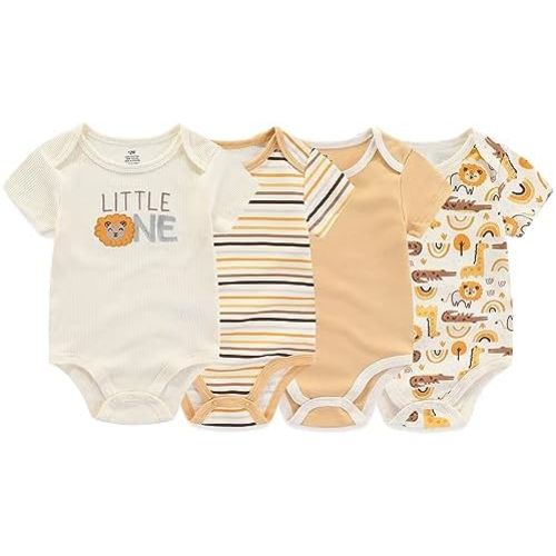 Unisex Baby Cotton Bodysuits 4-pack Short Sleeve Newborn Clothes