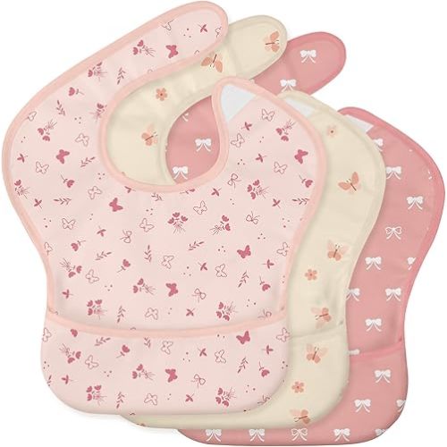 CIVARUA KIDS 3 Pack Waterproof Baby Bibs for Eating, Mess Proof Feeding Bib