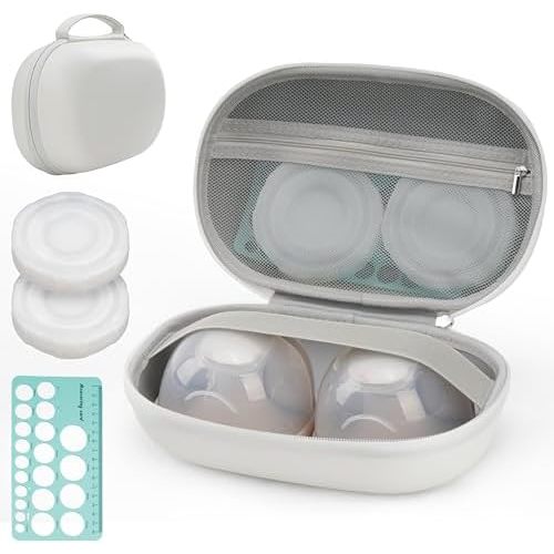 Breast Pumps Carrying Bag for Wearable Pumps, Carrying Case & Portable Storage Bag with Ice Pack & Nipple Ruler, Fits Eufy E20/S1/S1 Pro/Momcozy M5/Medela Freestyle Hands-Free, White