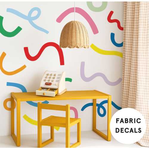 Colorful Doodle Fabric Wall Stickers: Kids Room Decor