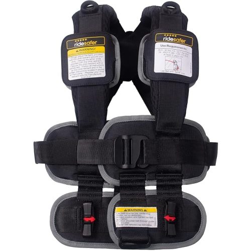 RideSafer Travel Vest Gen 6 - Small (26.5-50 lbs) - Black - Lightweight Portable Child Safety Car Seat for Travel, Rental Cars, Rideshares