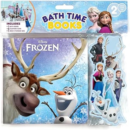Disney Frozen Bath Time Books - Activity Books for kids, Bath book, 6 Padded suction cups, 1 Mesh bag