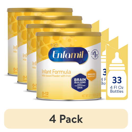 (4 pack) Enfamil Infant Powder Baby Formula with Iron, 21.1 oz Can
