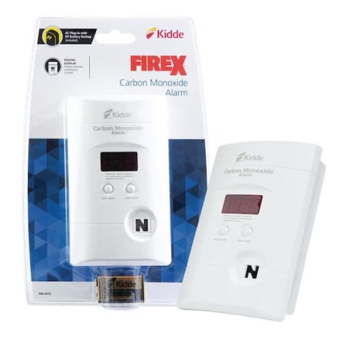 Firex Plug-in Carbon Monoxide Detector, 9V Battery Backup, Digital Display