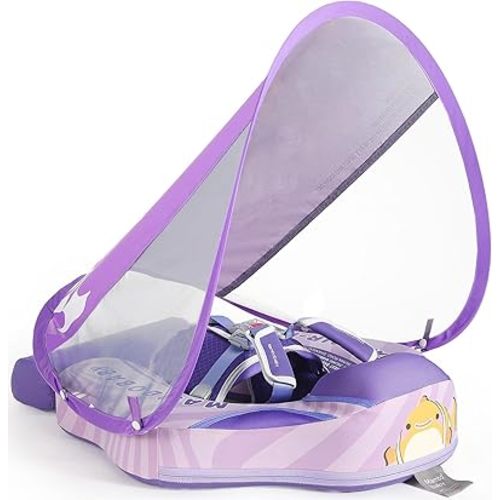 Mambobaby Float with Canopy Size Improved Non Inflatable Infant Pool Float Smart Mambo Float Swim Trainer Add Tail Baby Swim Float Mambo Baby Float Solid Air Free Water Waist Swimming Ring