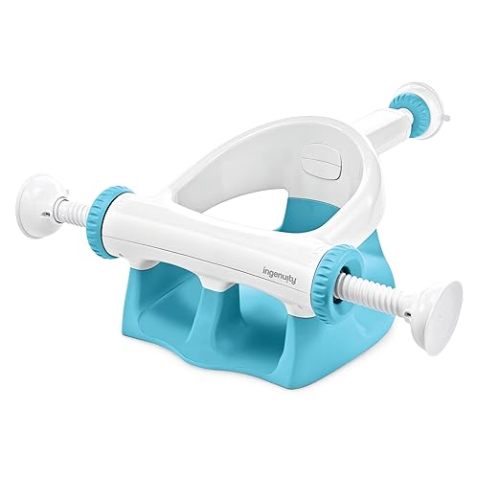 Ingenuity My Bath Seat for Sit-Up Baby Bathing, Sure & Secure Suction Cups, ASTM Safety Tested & Approved, Backrest for Assisted Sitting, Easy Setup & Storage, Gray