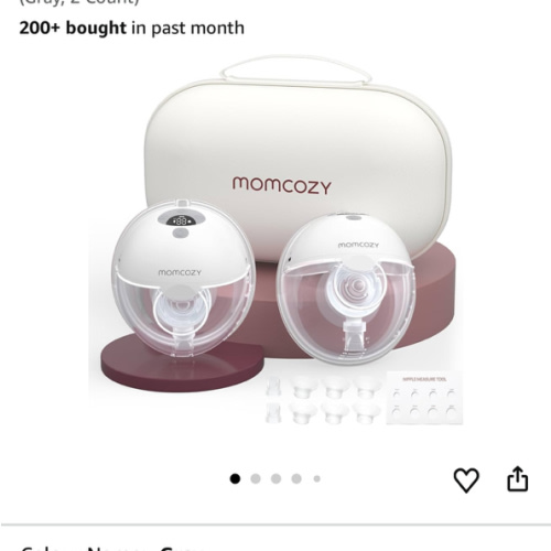 Momcozy M5 Hands Free Breast Pump, Portable Electric Pump of Baby Mouth Double-Sealed Flange with 3 Modes & 9 Levels (Gray, 2 Count)