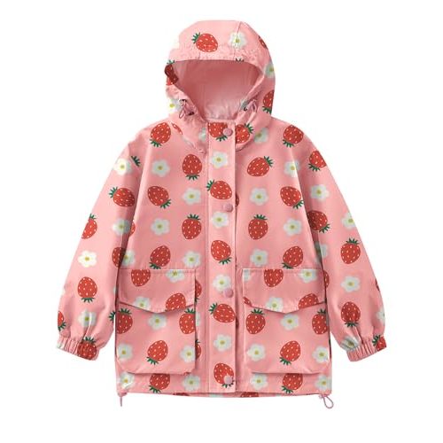 Avoogue Toddler Rain Jacket Windbreaker Lined Raincoat Waterproof Hooded Lightweight Rain Coats With Pockets 4-12Y