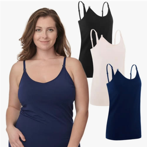 Under Control Nursing Cami Tank Tops for Breastfeeding Women Nursing Tops Maternity Shirts, Camisoles with Built in Bra 3Pack