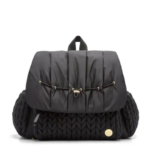Levy Stylish Diaper Backpack - Black Herringbone