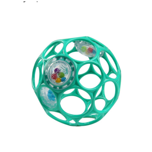 Bright Starts Oball Easy-Grasp Rattle BPA-Free Infant Toy in Teal, Age Newborn and up, 4 Inches