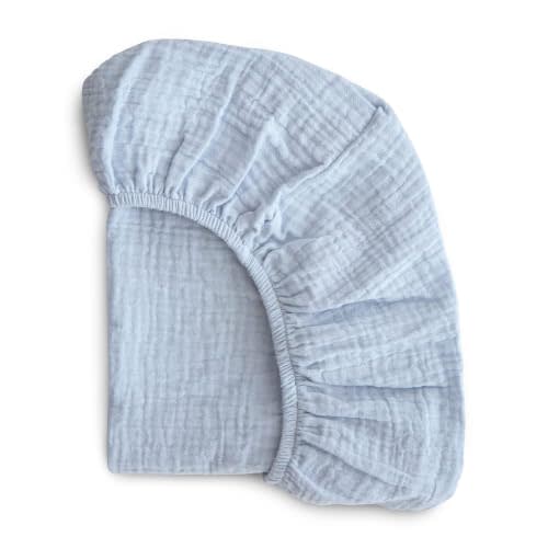Cotton Newborn Lounger Cover, Removable Cover with Hidden Zipper Soft Baby Lounger Cover Round Lounger Slipcover for Infant Lounger Pillow (Only Cover) (Blue(Muslin))