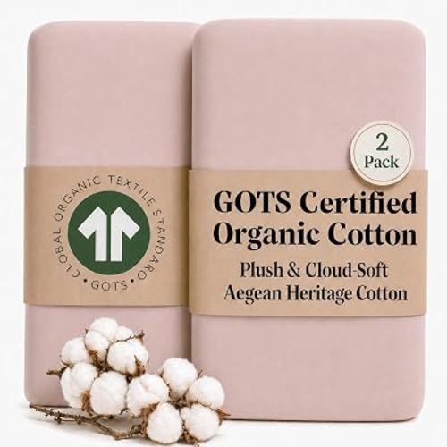 GOTS Organic Large Bedside Bassinet Sheets 35x20 for MiClassic, Milliard, Airclub, Premium Weight Turkish Cotton - Playard Sheets 36x20 Compatible with Bugaboo Stardust