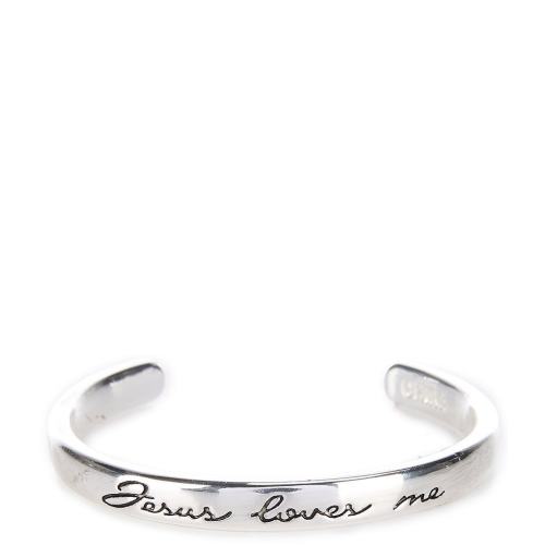 Mud Pie Baby Jesus Loves Me Engraved Bangle Cuff Bracelet