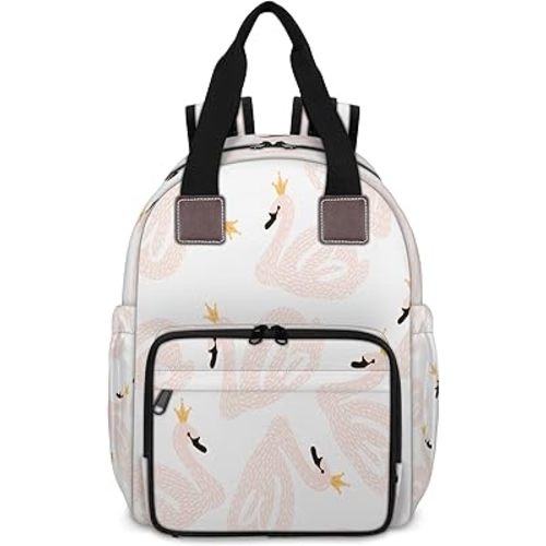 Pink Swan Diaper Bag Backpack-Multi-functional mother and baby bag Thermal compartment USB charging port Large capacity Multi-pocket organizer Stroller can be hung Travel shopping