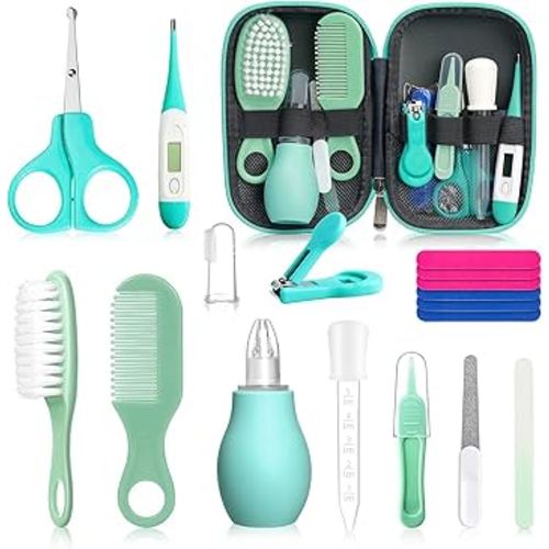 Baby Grooming Kit for Boys Girls Safety Newborn Nursery Essentials Grooming Set Gift for First-time Parents Green 18 in 1