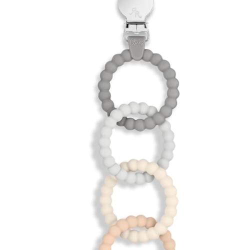 Ryan & Rose Cutie Clinks Attachable Teether Chew Toy for Babies (Neutral)