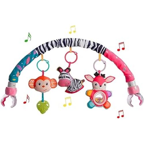 Baby Stroller Arch Toys, Crib Mobile for Infants Adjustable Bassinet Mobile with Universal Clamps, Activity Toy Bar for Bouncer Newborn Car Seat Stroller Sense Toy for Baby 0-12 Months