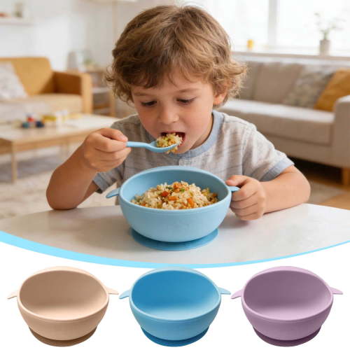 Topukaiba 3 Pcs Silicone Suction Baby Bowls, Non-Slip Non-slip Bowls For Toddlers, 5.5In Baby Utensils Feeding Supplies, Microwave And Dishwasher Safe Multicolor
