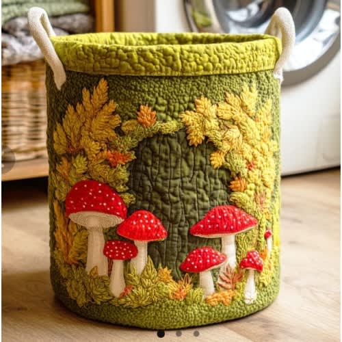 Forest Mushroom Quilted Laundry Basket NCU0NTD395 – Quiltnest