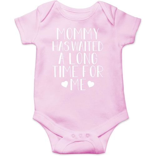 AW Fashions Mommy Has Waited A Long Time For Me Baby Bodysuit Funny Cute Unisex Newborn Outfit Boys Girls