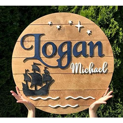 Pirate Nursery Name sign, Pirate ship Name Sign, Pirate Nursery Decor, Pirate sign, Neverland Nursery Sign, Never Land Nursery theme