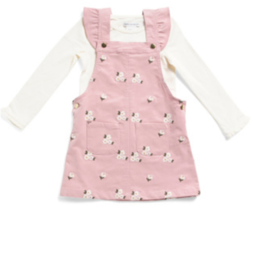 Toddler Girls Floral Embroidered Corduroy Jumper And Top Set | Toddler Girl Dresses | Marshalls